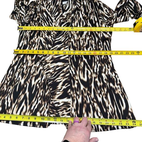 Calvin Klein Animal Print Ruffle Open Front Blazer Jacket 10 OfficeSiren MobWife - Picture 8 of 10